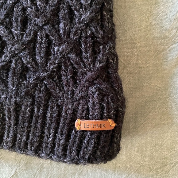 Charcoal beanie with fleece lining cozy winter hat large - Picture 3 of 3